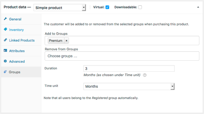 Time-limited Membership - Product Data - Groups