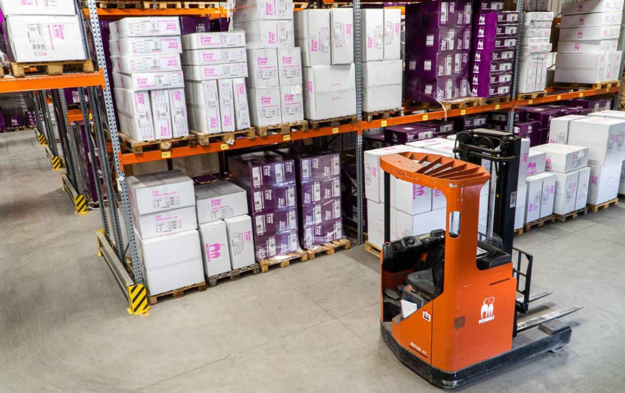 forklift in a warehouse