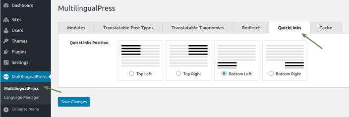 WooCommerce MultilingualPress QuickLinks