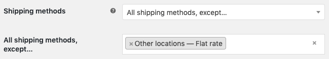 Order Delivery choosing all shipping methods except a specific shiping method.