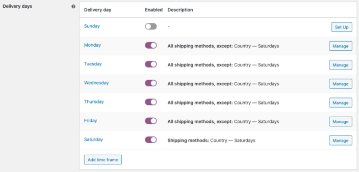 Order Delivery for WooCommerce Delivery Days