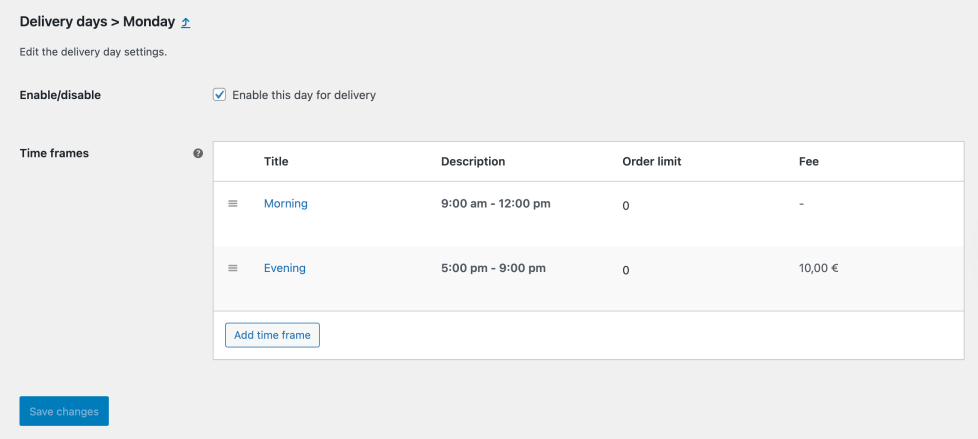 Order Delivery for WooCommerce managing a delivery day