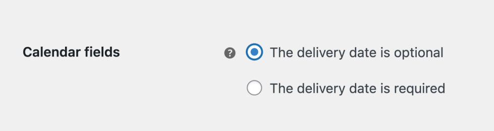 Order Delivery for WooCommerce calendar field requirement options