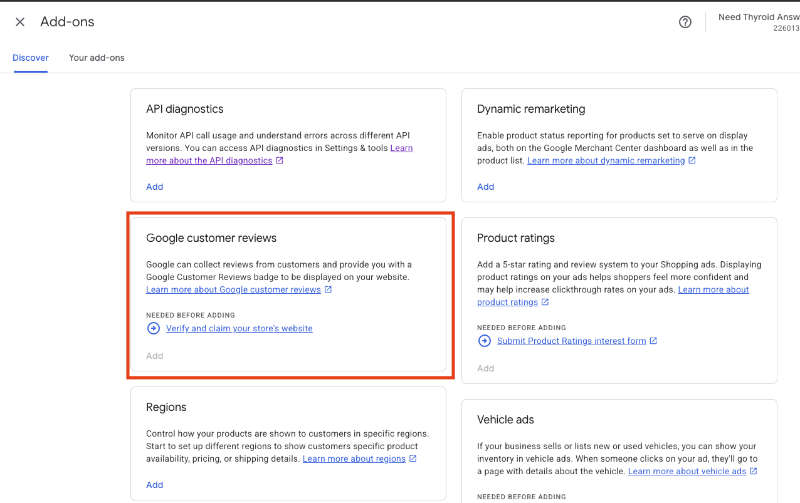 Enable the Customer Reviews Program