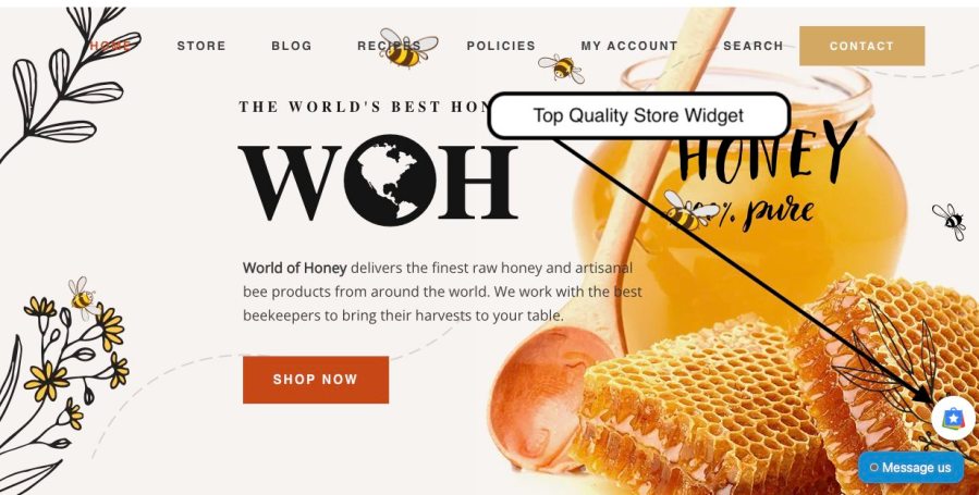 The Top Quality Store Widget shows your seller rating and it is linked to a Google page where all the reviews are displayed.