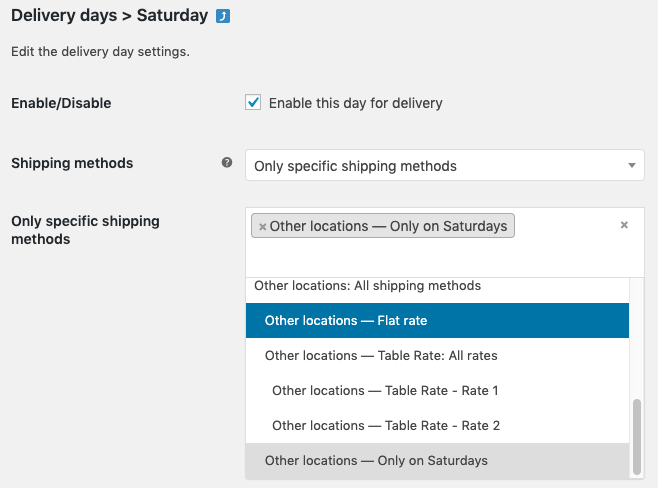 Shipping Method that is only available on Saturdays