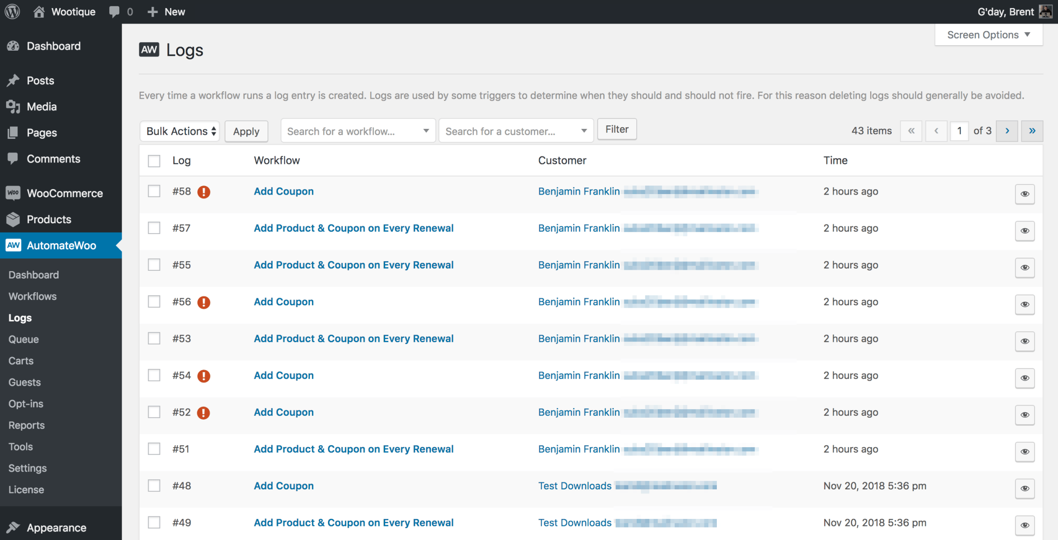 Workflow Logs Documentation - WooCommerce