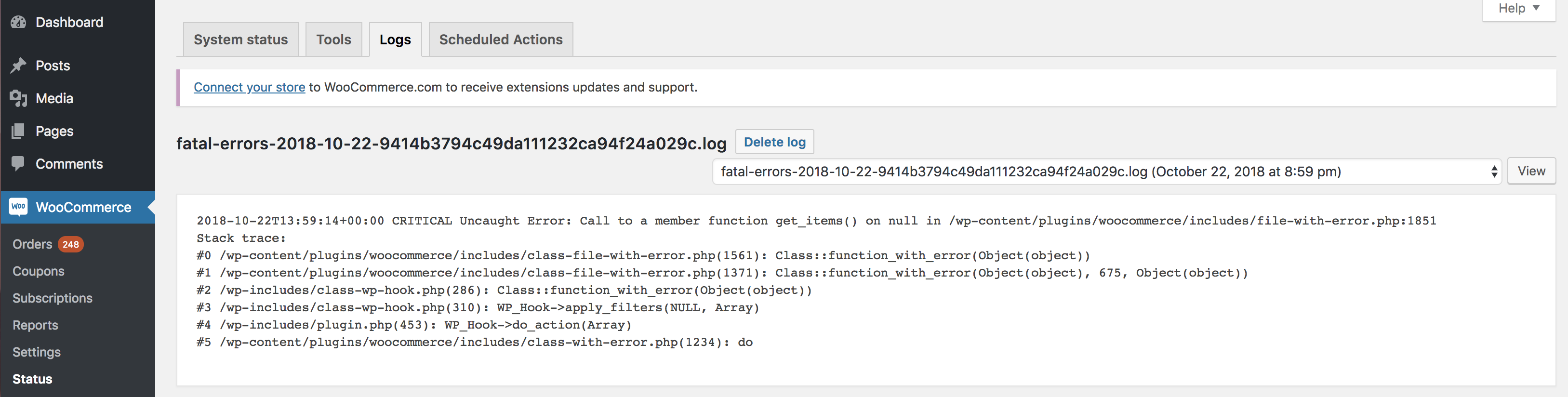 Fatal Error Logs