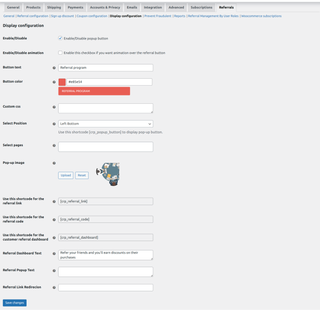 display configuration settings