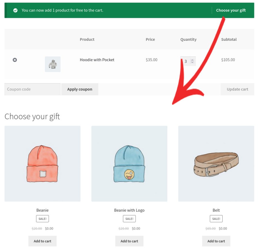 Cadeau gratuit pour WooCommerce