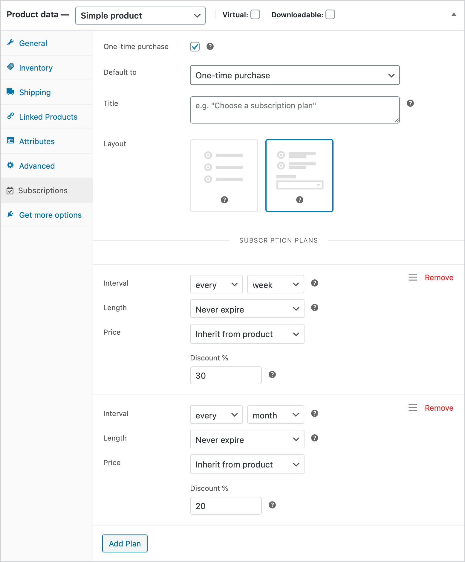 Adding subscription plans to an existing product.