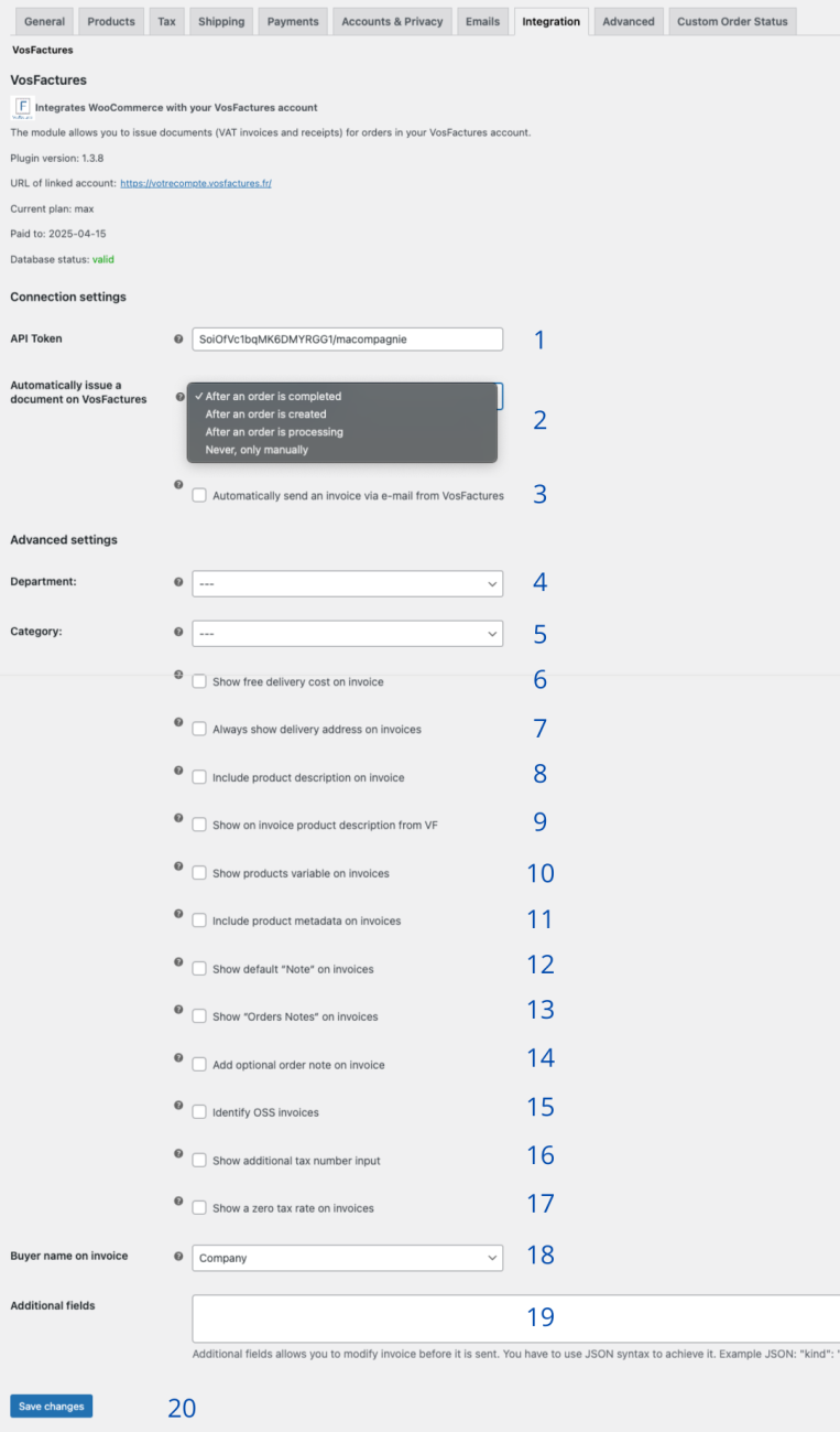 plugin setting options