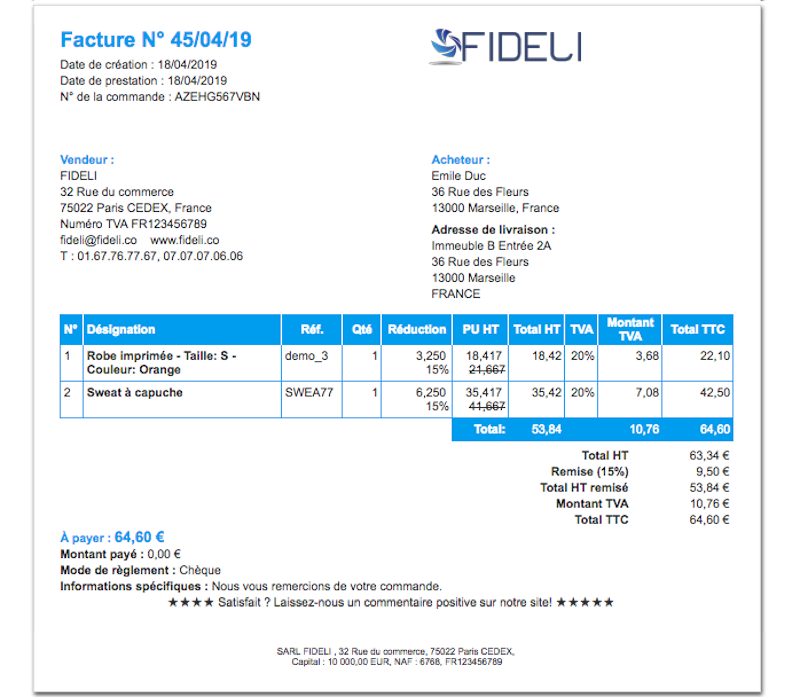 custom invoice example