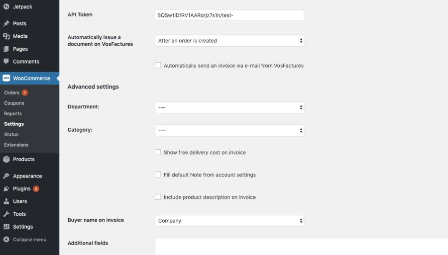 Extension settings about invoices creation