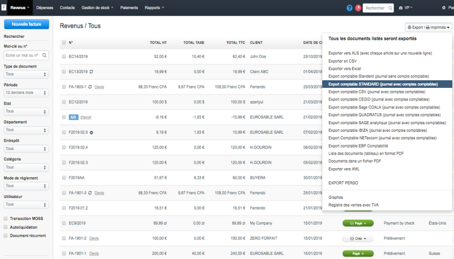 Invoices Exports