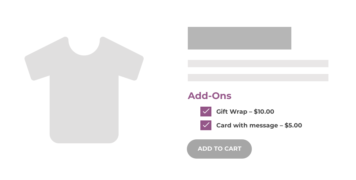 Product Add-Ons lets you offer gift wrapping, special messages or other special options for your products.