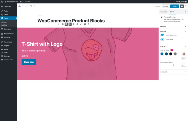 The new interface of the WooCommerce product blocks delivers an accurate preview of how that selection will look once published.