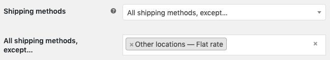 Enable all shipping methods, except the specified set