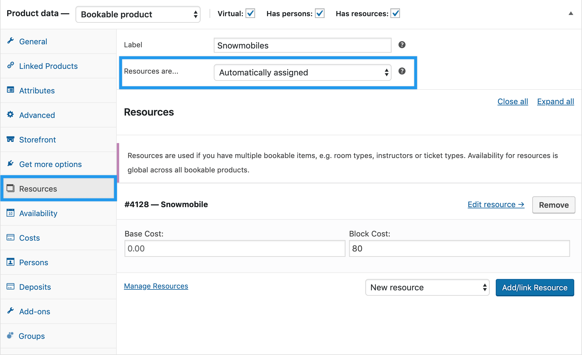 Bookings Use Case - Multiple Resources - Resources Settings