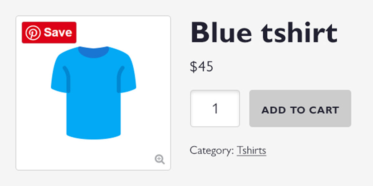 Save to Pinterest button shown on a product image.
