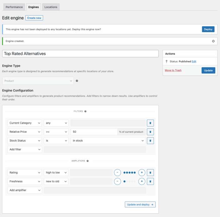 Creating the “Top Rated Alternatives” Engine.