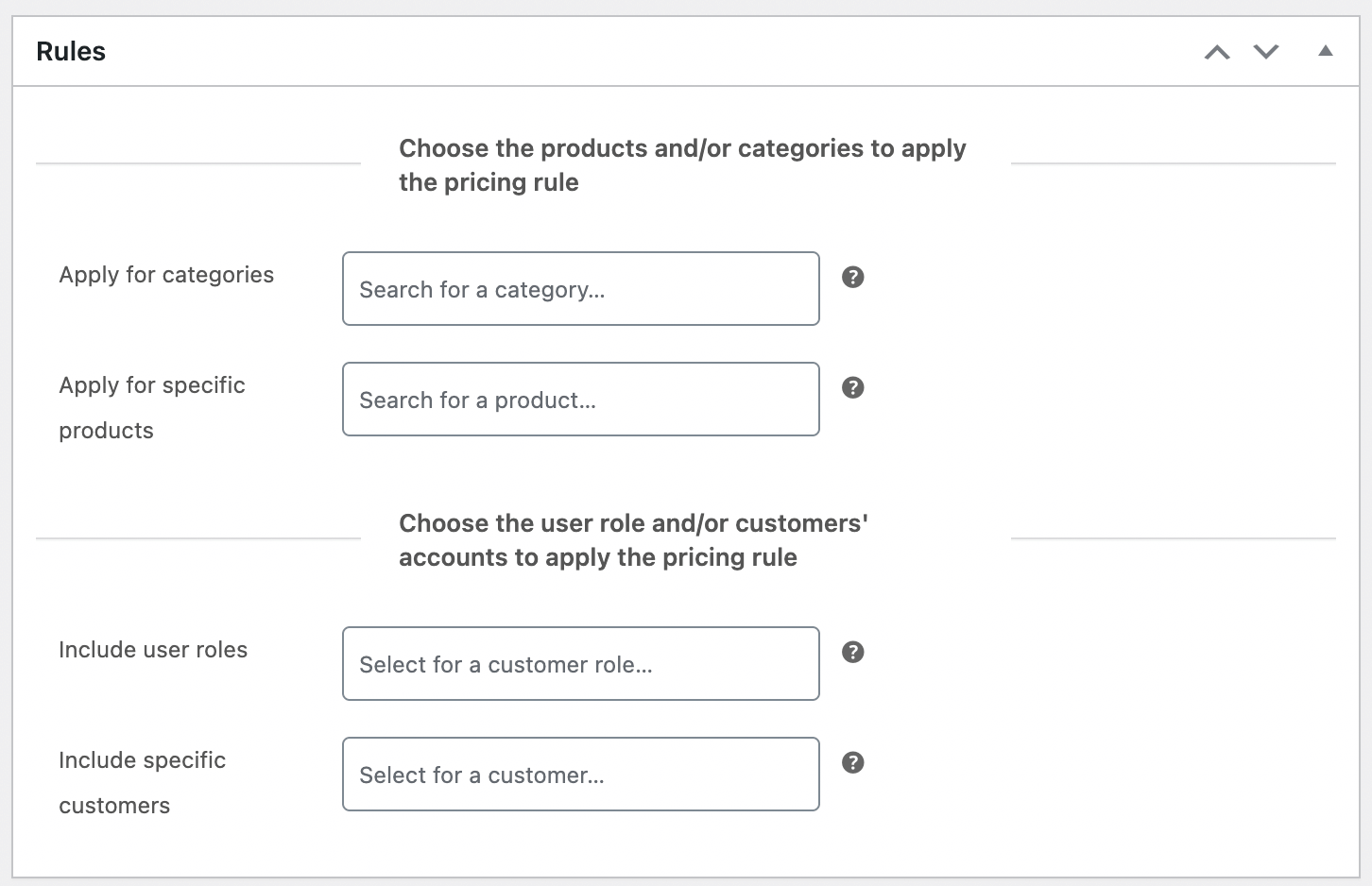 Tarification spécifique pour des catégories de produits, des rôles utilisateurs, des clients