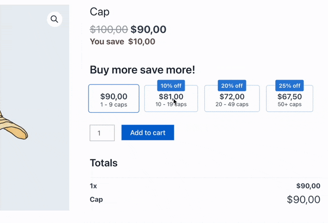 Dynamic Tiered Pricing Table on the product page.