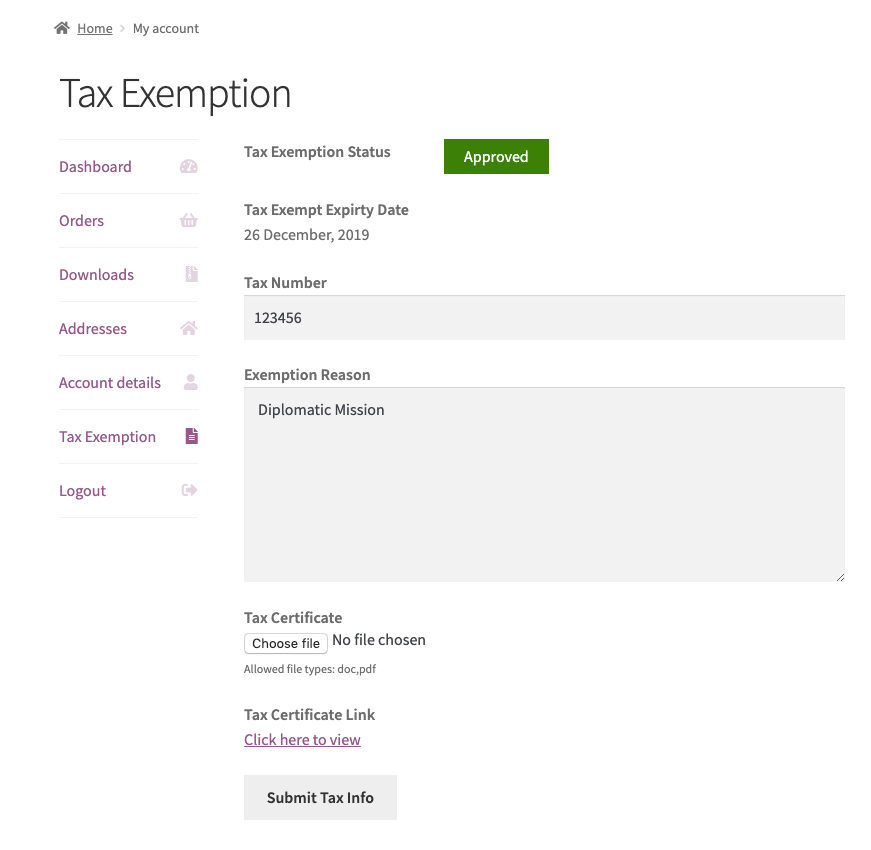 WooCommerce Tax Exempt: Customer & Role Based Exemption