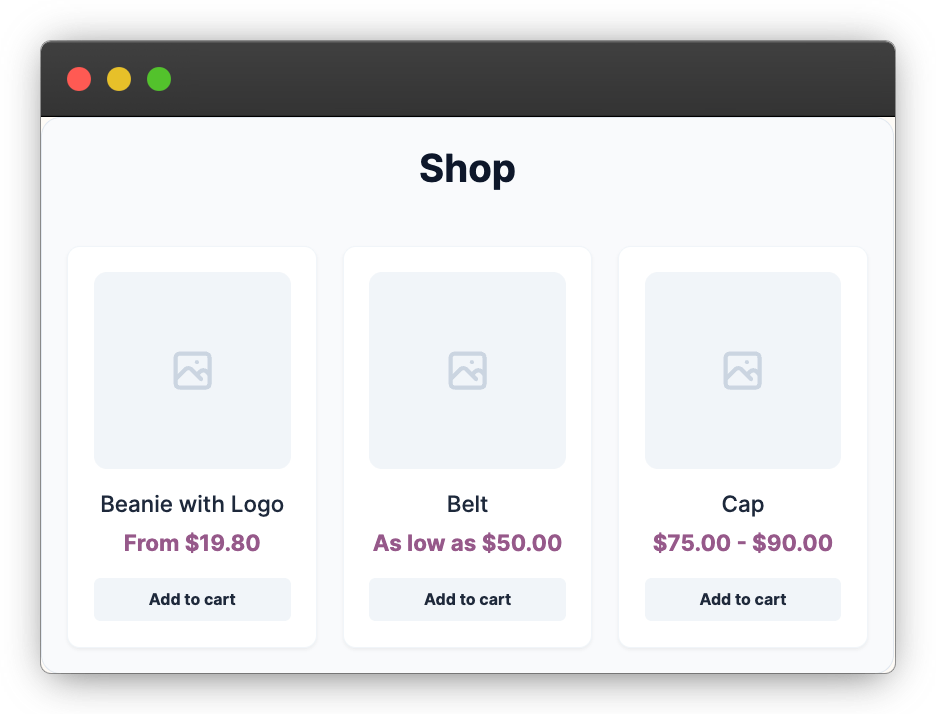 Tiered pricing shown on the shop page