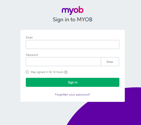 MYOB sign in