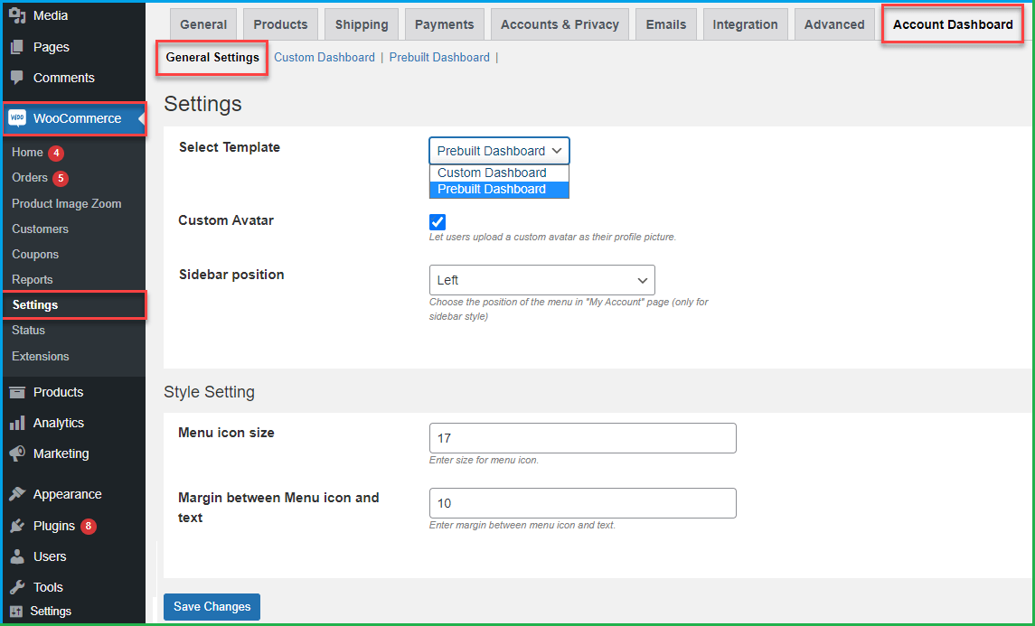 WooCommerce my account page - Customize user Dashboard