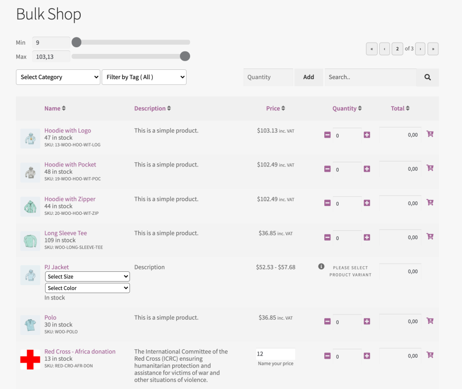 bulk shop frontend view