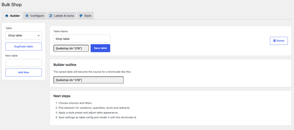Bulk Shop - builder tab