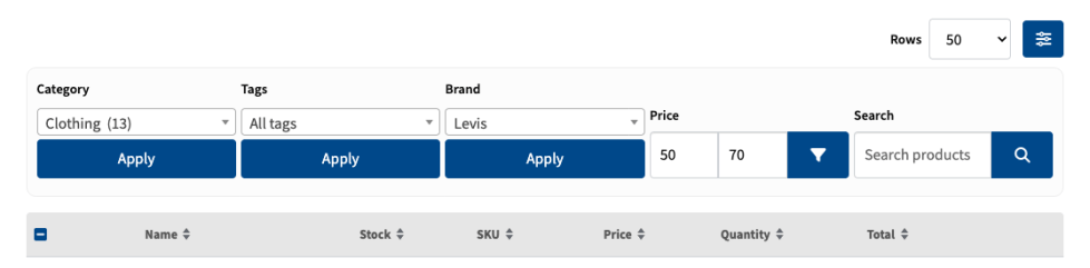 Bulk Shop - filters