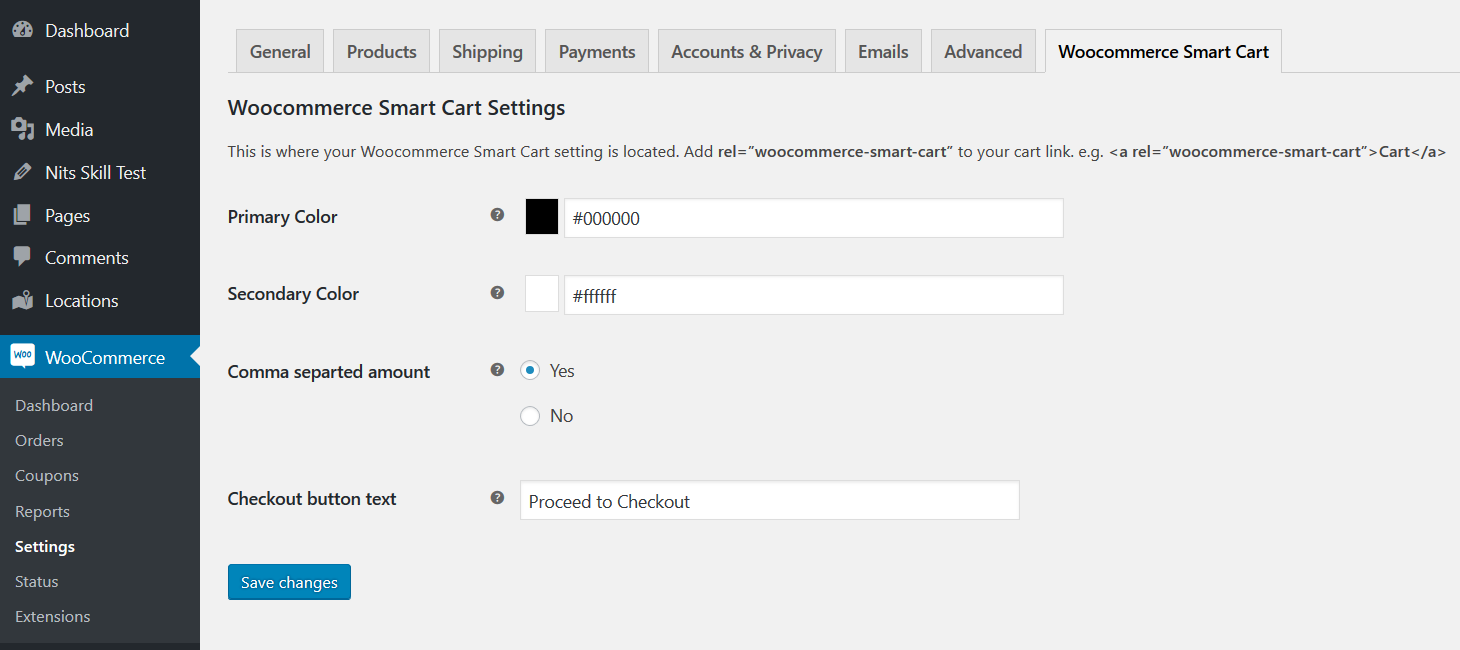 WooCommerce Smart Cart - Settings