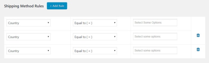 Shipping Method Rule Creation Form for adding one or more methods to your method