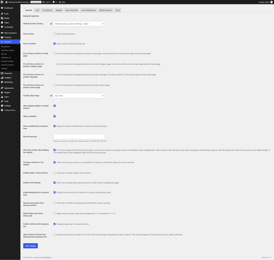 AfW General Settings