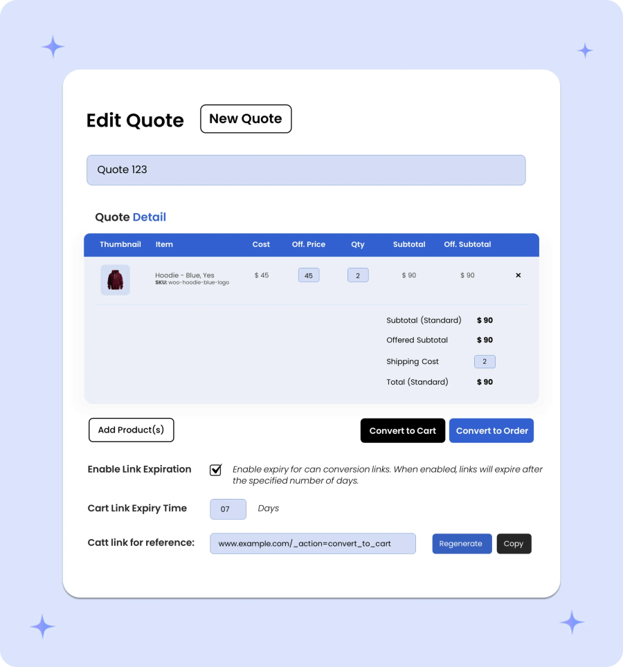 convert quote into cart