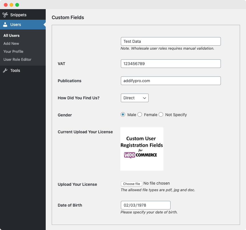 Custom Fields in Admin Panel