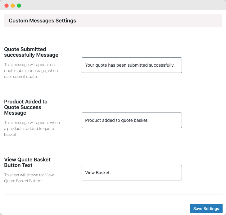 Redirect Settings on quote submissions