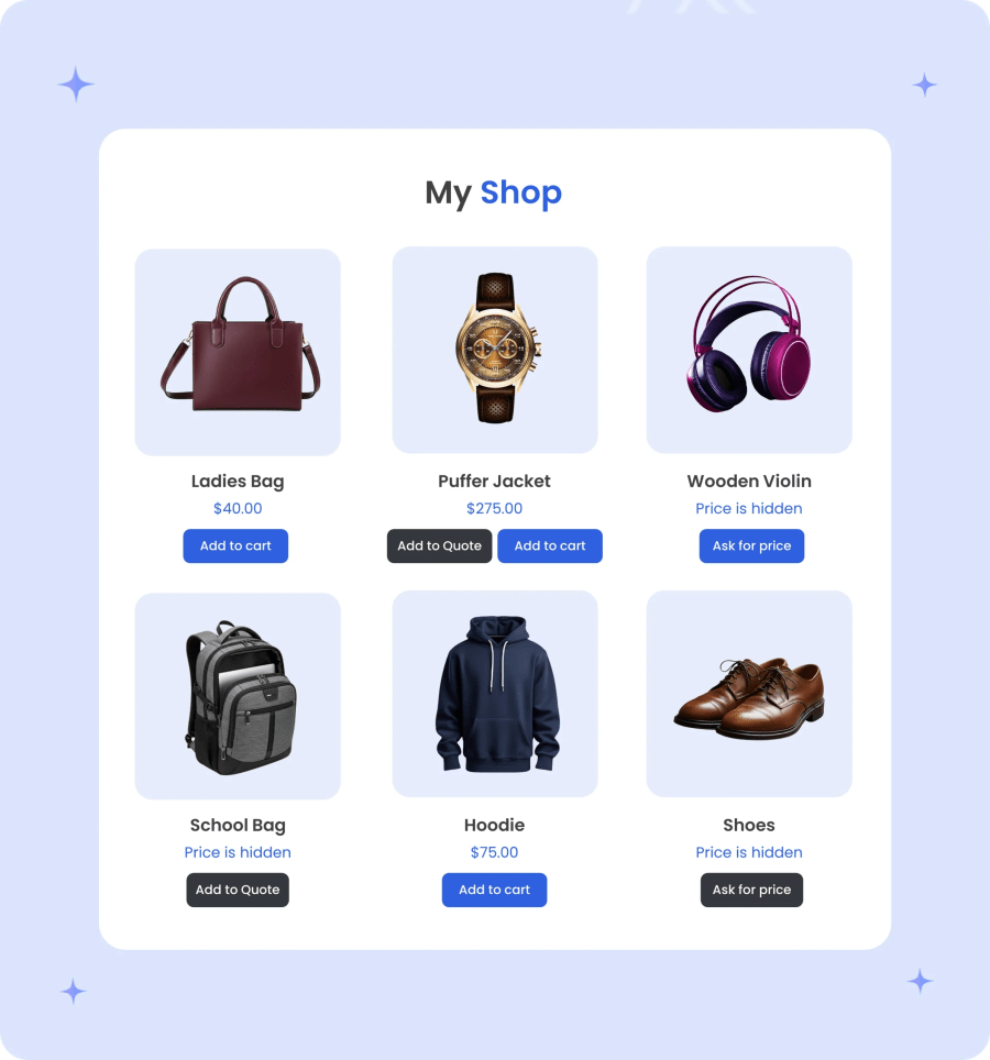 hide price and add to cart in request a quote