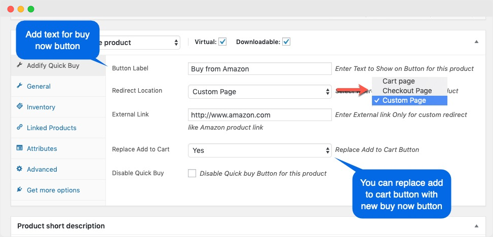 Product Level Settings for Quick Buy