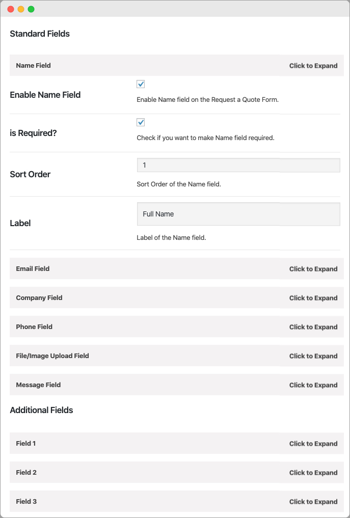 WooCommerce Request a Quote Form Fields