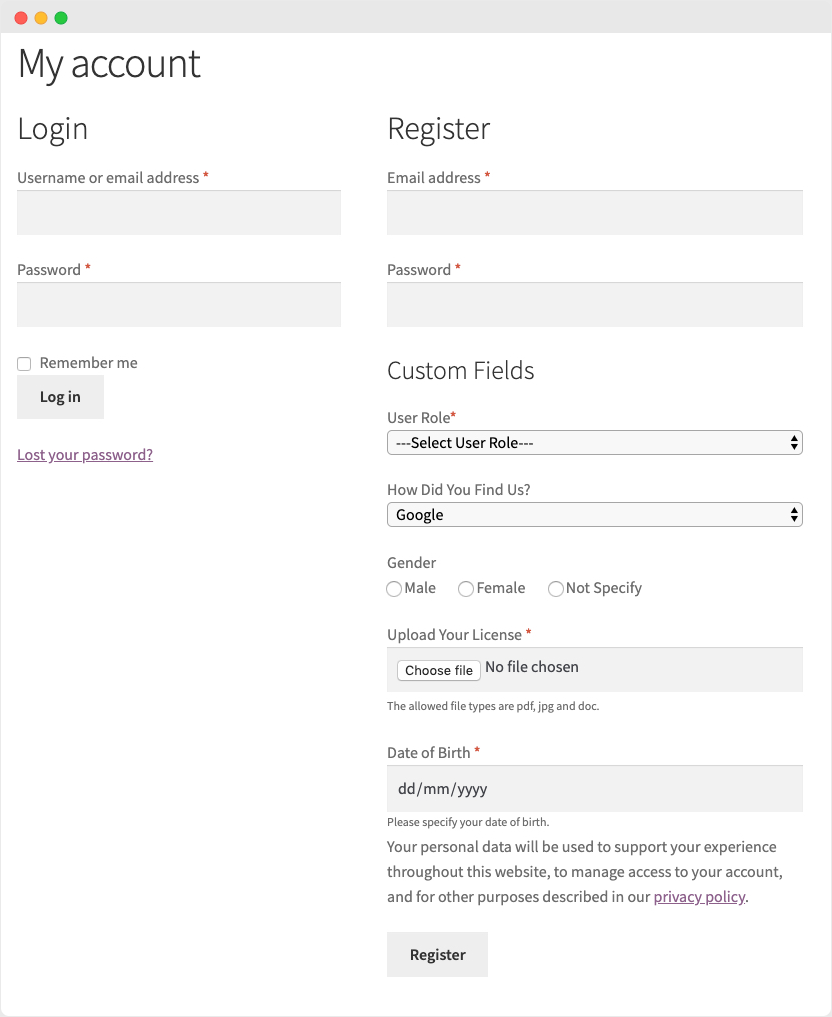 Custom User Registration Fields for WooCommerce Nulled