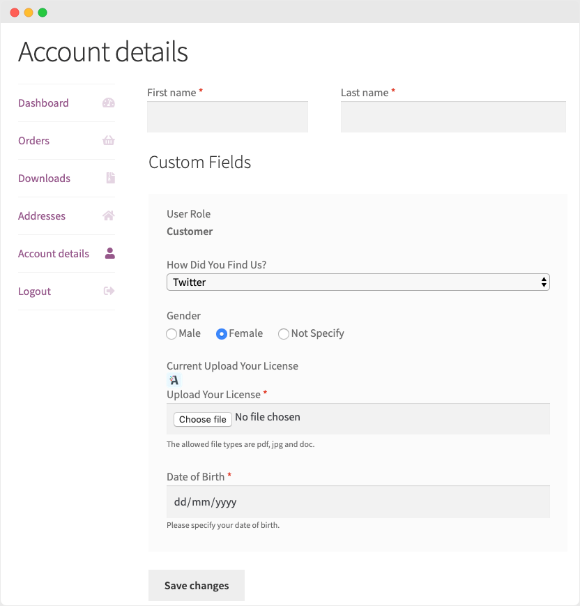 WooCommerce Custom Fields in My Account