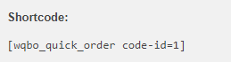shortcode to embed quick order form