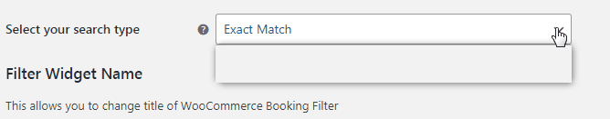 search type of booking filters for WooCommerce