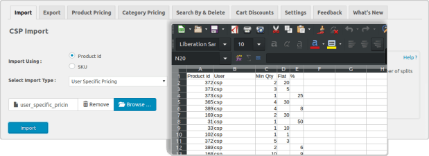 pricing rules import page