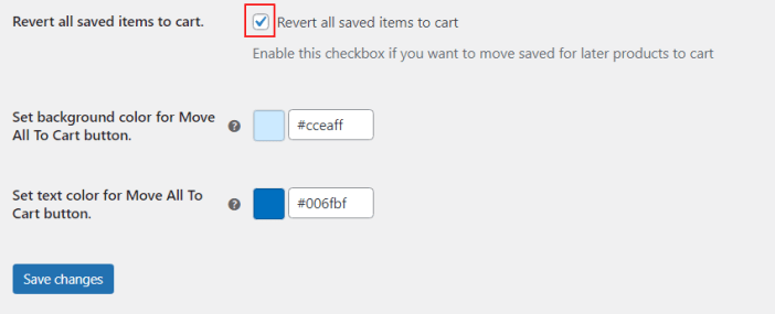 revert saved items to cart