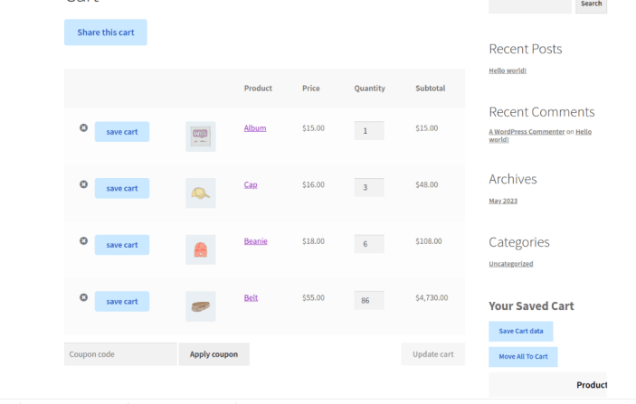 save for later frontend settings